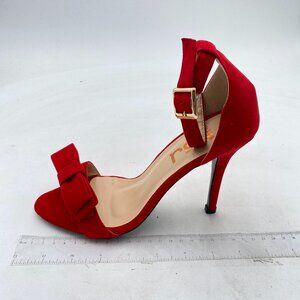FSJ Red Comfy Open Toe Summer Sandal Ankle Strap High Heels Shoes